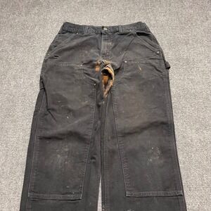 Vintage Carhartt Black Thrashed Double Knee Work Wear Carpenter Pants